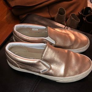 Gold Vans Slip-Ons